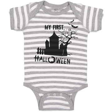 Baby Clothes Halloween Scary Dark Night Haunted Moon Bats Trees Flying Cotton