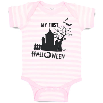 Baby Clothes Halloween Scary Dark Night Haunted Moon Bats Trees Flying Cotton