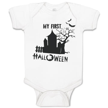 Baby Clothes Halloween Scary Dark Night Haunted Moon Bats Trees Flying Cotton