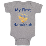 Baby Clothes My First Hanukkah Menorah Candlestand with 7 Candles Baby Bodysuits