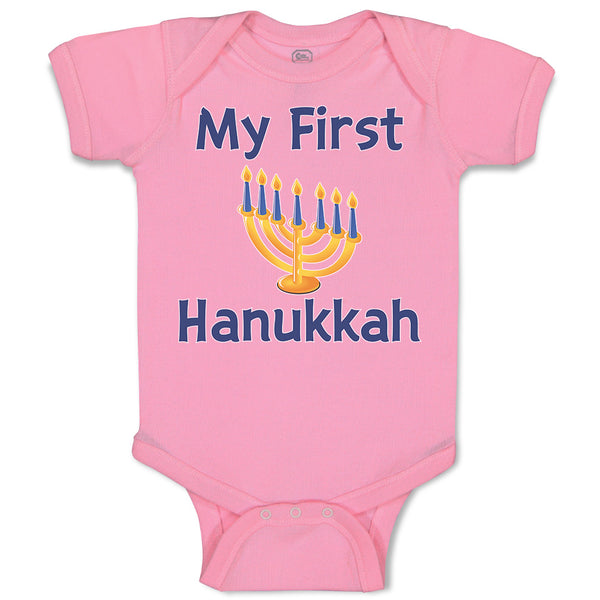 Baby Clothes My First Hanukkah Menorah Candlestand with 7 Candles Baby Bodysuits