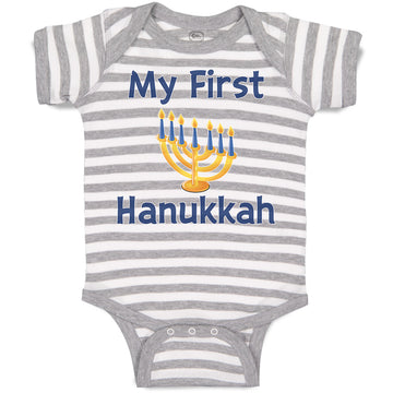 Baby Clothes My First Hanukkah Menorah Candlestand with 7 Candles Baby Bodysuits