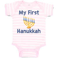 Baby Clothes My First Hanukkah Menorah Candlestand with 7 Candles Baby Bodysuits