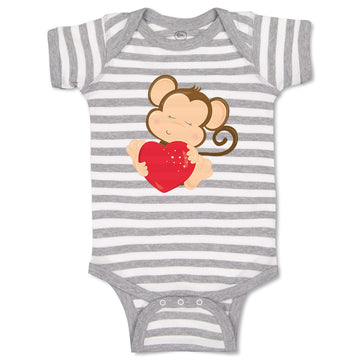 Baby Clothes Safari Valentine Monkey Holidays and Occasions Valentins Day Cotton