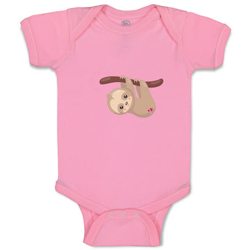 Baby Clothes Valentine Sloth Branch Pink Hearts Valentins Day Baby Bodysuits