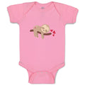 Baby Clothes Valentine Sloth Branch Red Hearts Valentins Day Baby Bodysuits