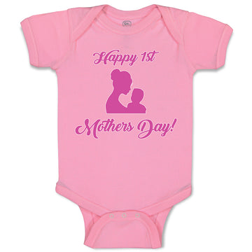 Baby Clothes Happy 1St Mothers Day with Mother and Son Image Baby Bodysuits