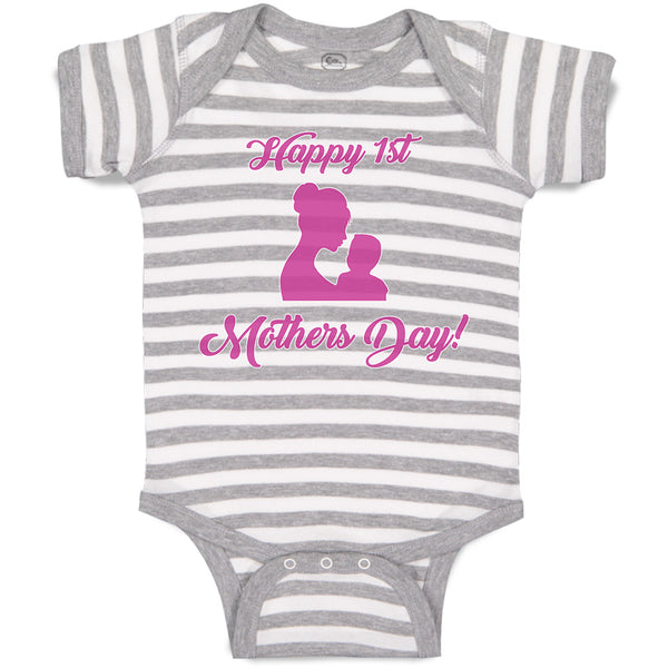 Baby Clothes Happy 1St Mothers Day with Mother and Son Image Baby Bodysuits