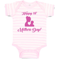 Baby Clothes Happy 1St Mothers Day with Mother and Son Image Baby Bodysuits