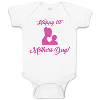 Baby Clothes Happy 1St Mothers Day with Mother and Son Image Baby Bodysuits