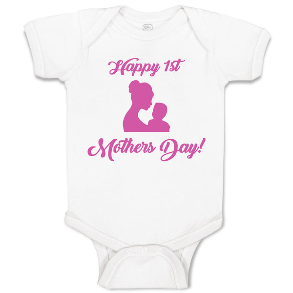 Baby Clothes Happy 1St Mothers Day with Mother and Son Image Baby Bodysuits