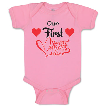 Baby Clothes Our First Mother's Day with Heart Baby Bodysuits Boy & Girl Cotton