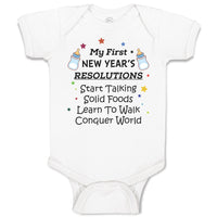 My First New Year's Resolutions Start Talking Solid Foods Learn to Walk Conquer World