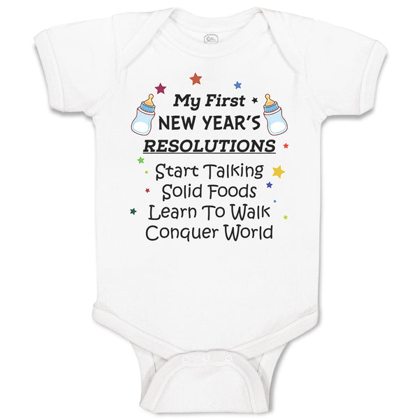 My First New Year's Resolutions Start Talking Solid Foods Learn to Walk Conquer World