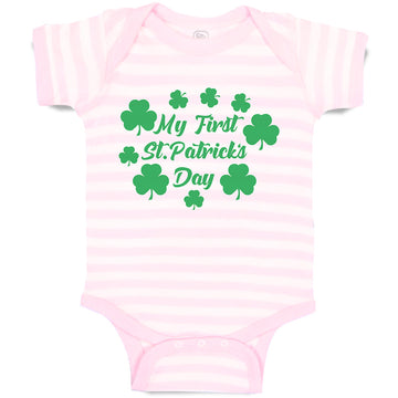 Baby Clothes My First St.Patrick's Day with Irish Shamrock Leaves Baby Bodysuits