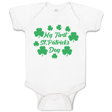 Baby Clothes My First St.Patrick's Day with Irish Shamrock Leaves Baby Bodysuits