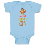 Baby Clothes Cutest Turkey at The Table Bird with Open Wings Closed Eyes and Hat