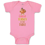 Baby Clothes Cutest Turkey at The Table Bird with Open Wings Closed Eyes and Hat