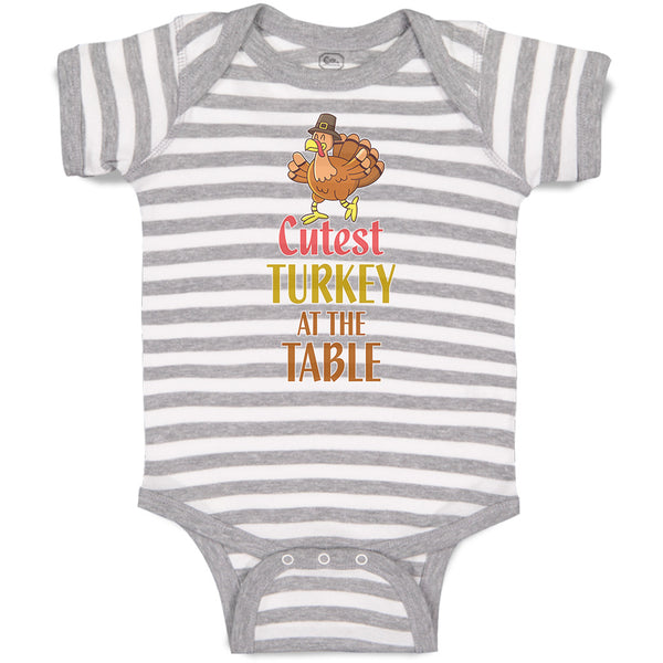 Baby Clothes Cutest Turkey at The Table Bird with Open Wings Closed Eyes and Hat