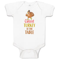 Baby Clothes Cutest Turkey at The Table Bird with Open Wings Closed Eyes and Hat