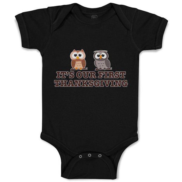 Baby Clothes It's Our First Thanksgiving 2 Owls Sitting Baby Bodysuits Cotton