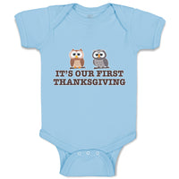 Baby Clothes It's Our First Thanksgiving 2 Owls Sitting Baby Bodysuits Cotton