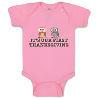 Baby Clothes It's Our First Thanksgiving 2 Owls Sitting Baby Bodysuits Cotton