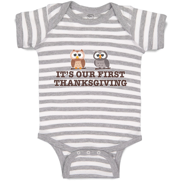 Baby Clothes It's Our First Thanksgiving 2 Owls Sitting Baby Bodysuits Cotton