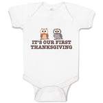 Baby Clothes It's Our First Thanksgiving 2 Owls Sitting Baby Bodysuits Cotton