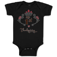 Baby Clothes My 1St Thanksgiving Bird Wings and Leaves Design Baby Bodysuits