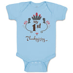 Baby Clothes My 1St Thanksgiving Bird Wings and Leaves Design Baby Bodysuits