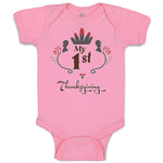 Baby Clothes My 1St Thanksgiving Bird Wings and Leaves Design Baby Bodysuits