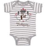 Baby Clothes My 1St Thanksgiving Bird Wings and Leaves Design Baby Bodysuits