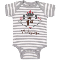 Baby Clothes My 1St Thanksgiving Bird Wings and Leaves Design Baby Bodysuits