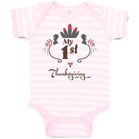 Baby Clothes My 1St Thanksgiving Bird Wings and Leaves Design Baby Bodysuits