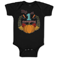 Baby Clothes My 1St Thanksgiving Vegetable Pumpkin with Leaves Baby Bodysuits