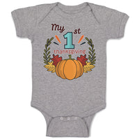 Baby Clothes My 1St Thanksgiving Vegetable Pumpkin with Leaves Baby Bodysuits