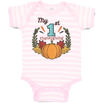 Baby Clothes My 1St Thanksgiving Vegetable Pumpkin with Leaves Baby Bodysuits