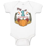 Baby Clothes My 1St Thanksgiving Vegetable Pumpkin with Leaves Baby Bodysuits