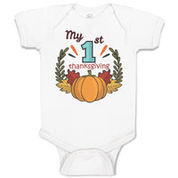 Baby Clothes My 1St Thanksgiving Vegetable Pumpkin with Leaves Baby Bodysuits