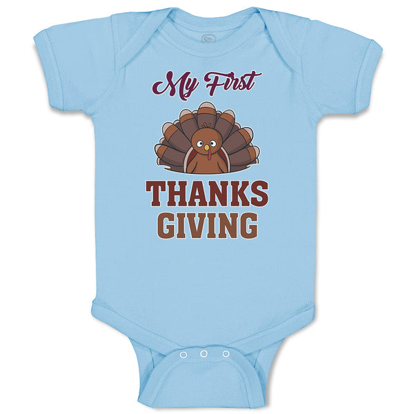 Baby Clothes My First Thanksgiving Baby Bird Sitting with Open Wings Cotton