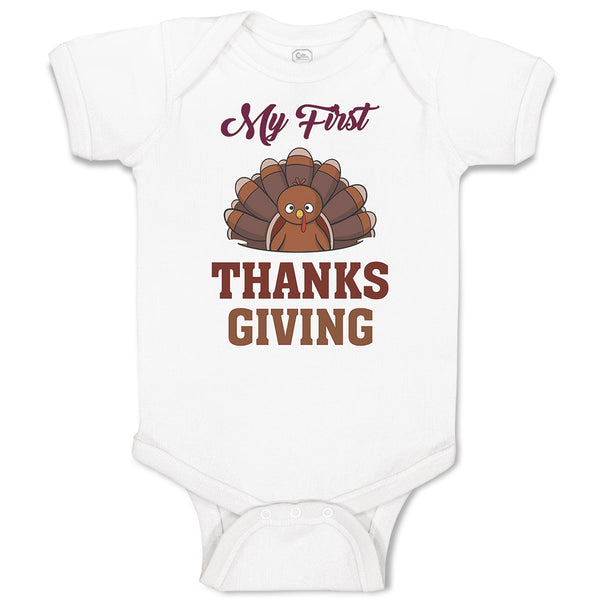 Baby Clothes My First Thanksgiving Baby Bird Sitting with Open Wings Cotton