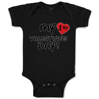 Baby Clothes My 1St Valentine's Day with Heart Symbol Baby Bodysuits Cotton