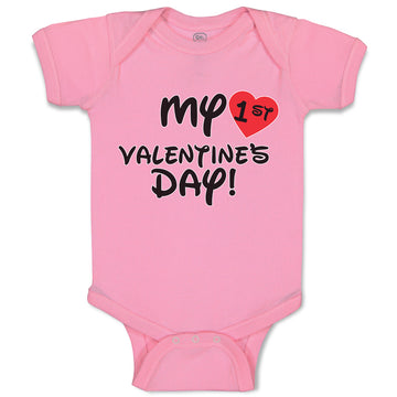 Baby Clothes My 1St Valentine's Day with Heart Symbol Baby Bodysuits Cotton