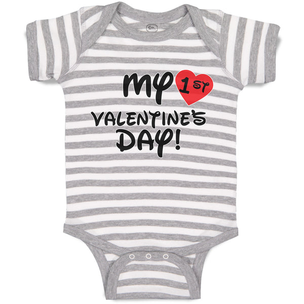 Baby Clothes My 1St Valentine's Day with Heart Symbol Baby Bodysuits Cotton