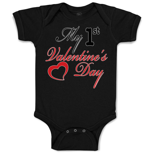 Baby Clothes My 1St Valentine's Day with Heart Symbol Baby Bodysuits Cotton