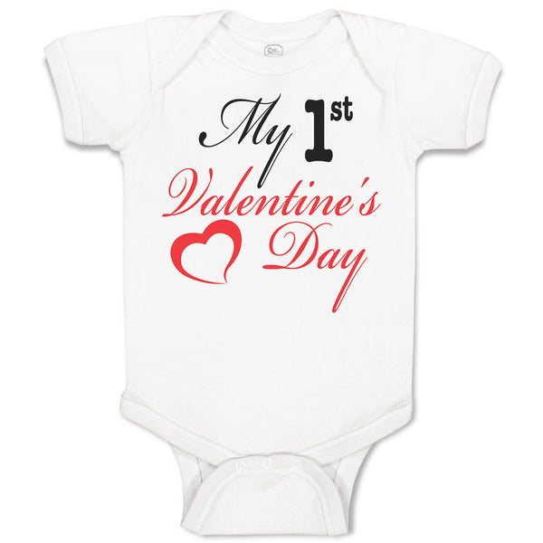 Baby Clothes My 1St Valentine's Day with Heart Symbol Baby Bodysuits Cotton