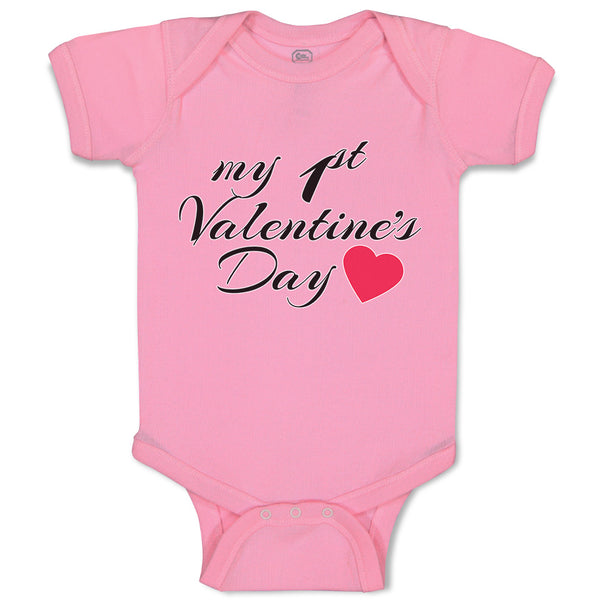 Baby Clothes My 1St Valentine's Day with Heart Symbol Baby Bodysuits Cotton