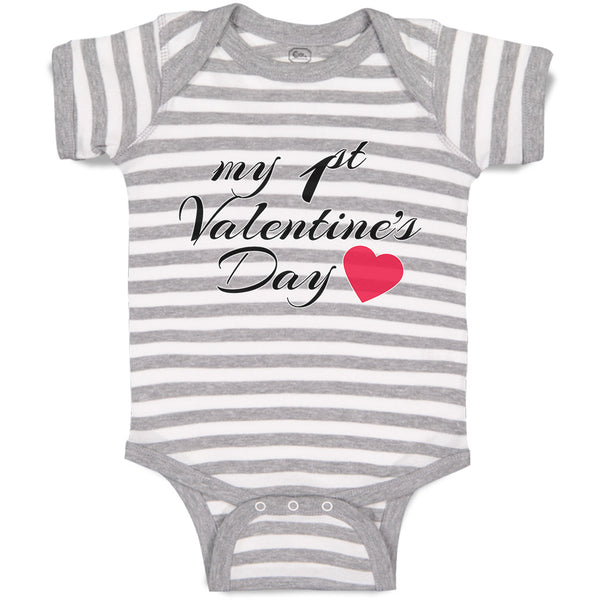 Baby Clothes My 1St Valentine's Day with Heart Symbol Baby Bodysuits Cotton