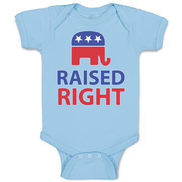 Baby Clothes Raised Right with An American Republican Flag Baby Bodysuits Cotton